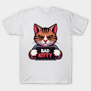 Mugshot Drawing of Bad Kitty T-Shirt